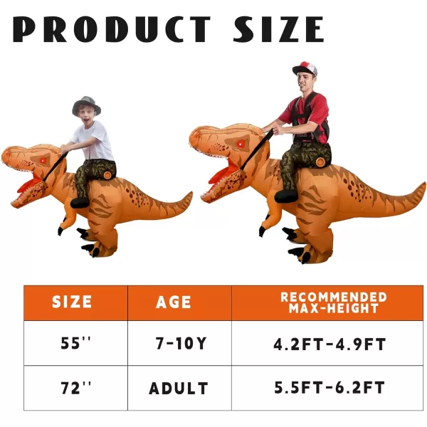 imageDazzle Bright Halloween Inflatable Dinosaur Costume Blow Up Riding TRex Dinosaur Cosplay Costume for Halloween Party