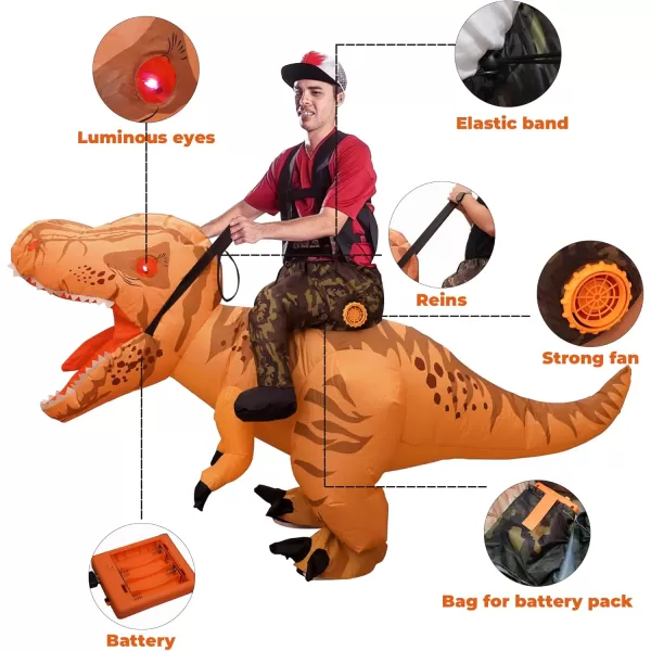 imageDazzle Bright Halloween Inflatable Dinosaur Costume Blow Up Riding TRex Dinosaur Cosplay Costume for Halloween Party