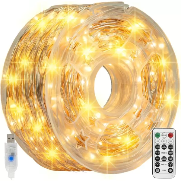 imageDazzle Bright Fairy Lights 66 FT 200 LED USB Power String Lights with Remote 8 Modes Waterproof Copper Wire Lights for Home Indoor Party Tree Yard Halloween Decorations Purple ampamp OrangeWarm White