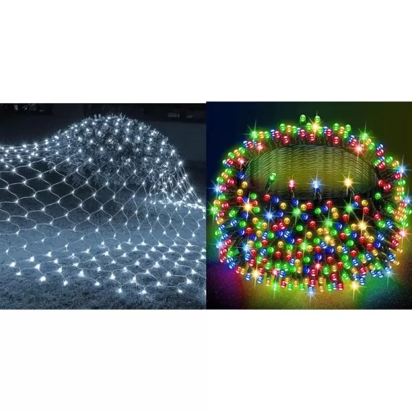 imageDazzle Bright MultiColored 82ft 1000 LED Christmas String Lights  360 LED 12FT x 5 FT Christmas Net Lights