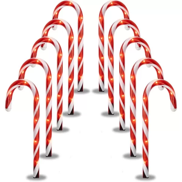 imageDazzle Bright Set of 10 Christmas Candy Cane Pathway Markers Lights 106quot Connectable Christmas Walkway Stakes Lights with 60 Count Lights Decorations for Xmas Outdoor Indoor Yard Lawn Patio Decor