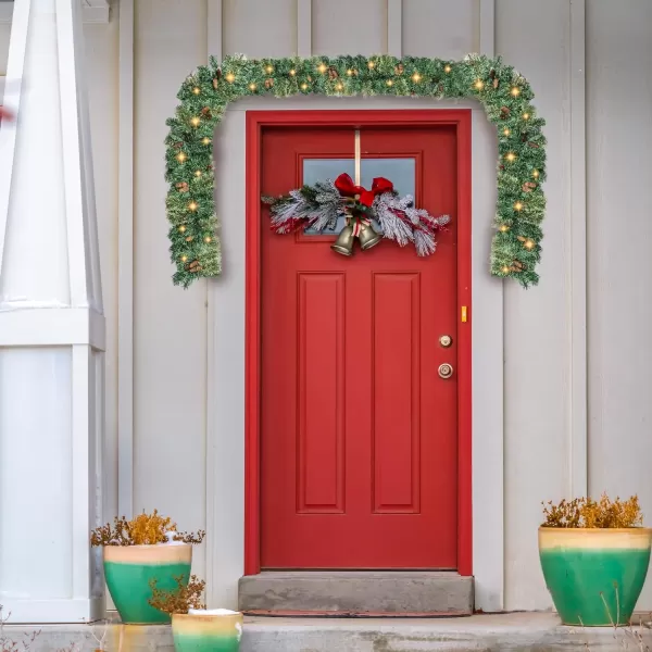 imageDazzle Bright 9 FT Artificial Christmas Garland Prelit with 50 LED Lights Pine Cones and Red Berries with 8 Modes Timer Battery Powered for Front Door Home Office Christmas Decorations