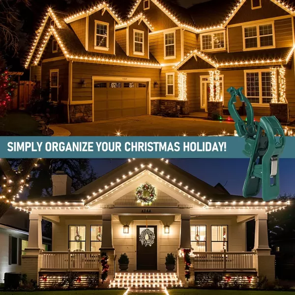 imageDazzle Bright C7 C9 Christmas Lights Spring Clips 50 Pack Universal Holiday Lights Quick Spring Clips E12 E17 Shatterproof Weatherproof Clips for Outdoor Shingle Gutter Roof Fence50 Pack