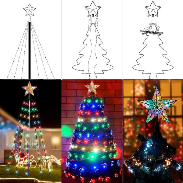 imageDazzle Bright Christmas Tree Lights 448 LED Waterfall Tree Topper Lights with Remote ampamp 8 Lighting Modes 82FT X 16 Lines Christmas Lights for Indoor Outdoor Yard Party Xmas Decoration Warm WhiteMulticolor