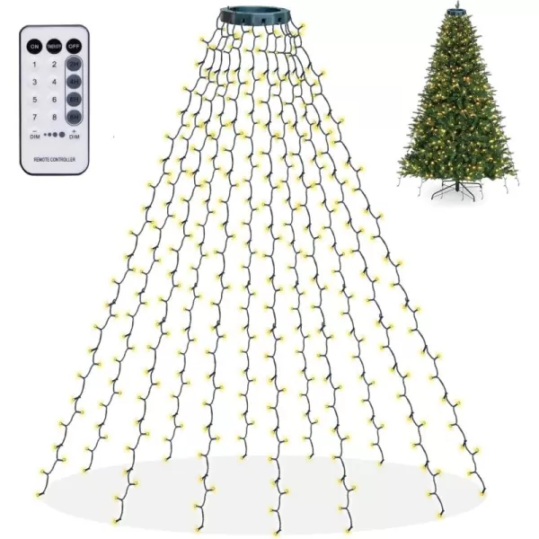 imageDazzle Bright Christmas Tree Lights 448 LED Waterfall Tree Topper Lights with Remote ampamp 8 Lighting Modes 82FT X 16 Lines Christmas Lights for Indoor Outdoor Yard Party Xmas Decoration Warm WhiteWarm White