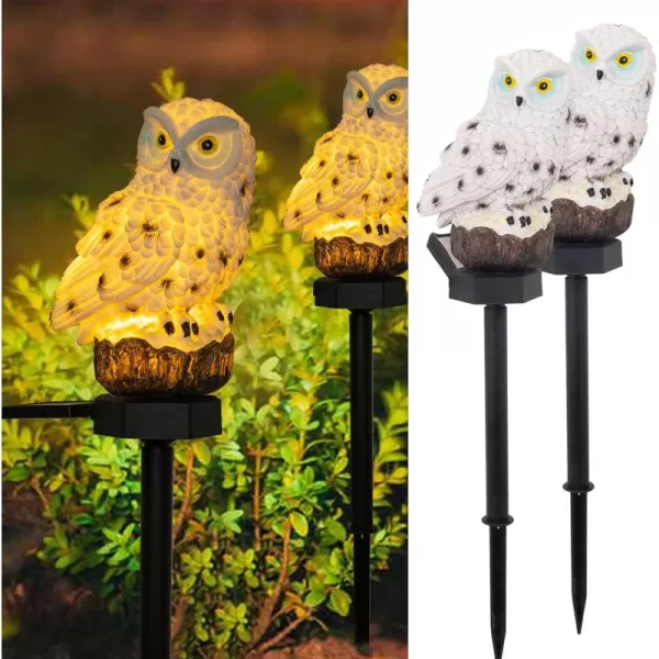 imageDazzle Bright Owl Figure Solar LED Lights Resin Garden Waterproof Decorations with Stake for Outdoor Yard Pathway Outside Patio Lawn Decor to Scare Birds Away2 Pack