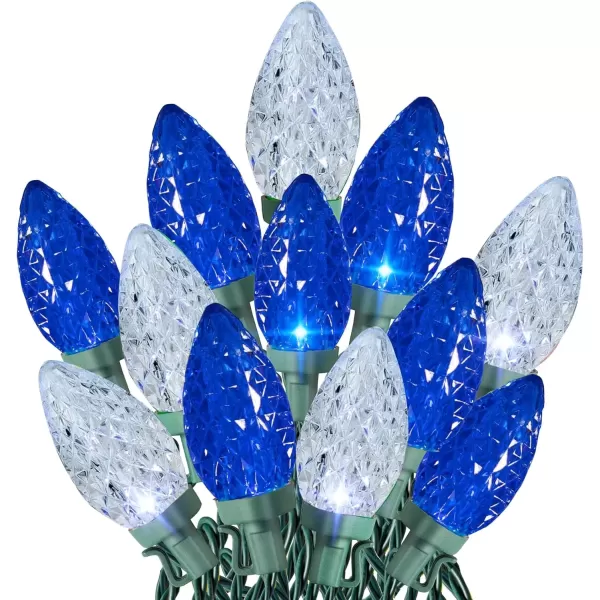 imageDazzle Bright 100 Pack C7 C9 Lights Spring Clips  100 LED Blue and White C9 Christmas String Lights