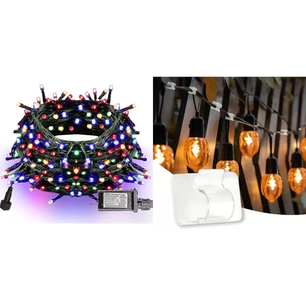 imageDazzle Bright 15 Pack Hooks for String Lights Clips  300 LED 100 FT Multi Colored Christmas String Lights