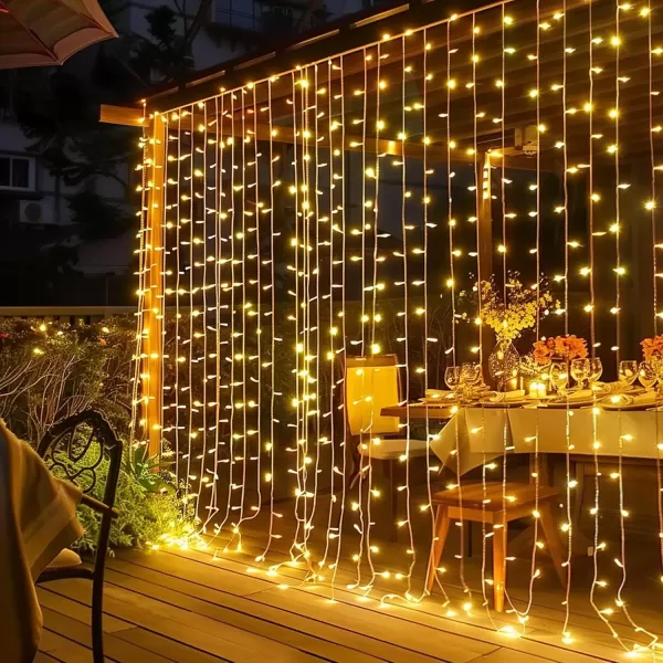 imageDazzle Bright 300 LED Curtain String Lights RGB Color Changing Christmas Fairy Lights for Bedroom with Remote ampamp APP Control Waterproof Smart Window Lights Party Wedding Garden Wall DecorWarm White