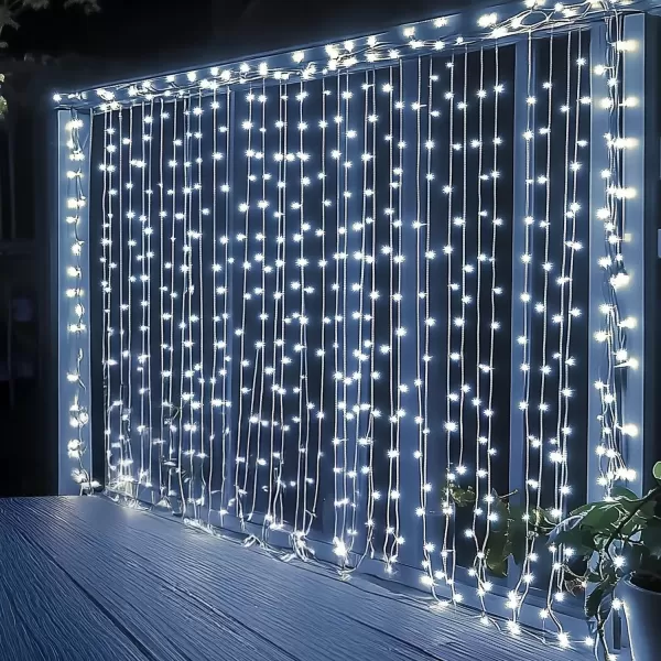 imageDazzle Bright 300 LED Curtain String Lights RGB Color Changing Christmas Fairy Lights for Bedroom with Remote ampamp APP Control Waterproof Smart Window Lights Party Wedding Garden Wall DecorWhite