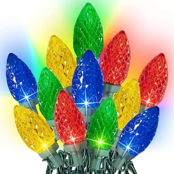 imageDazzle Bright 50 Pack C7 C9 Lights Spring Clips  100 LED MultiColored C9 Christmas String Lights