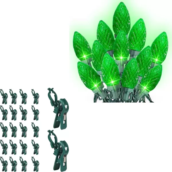 imageDazzle Bright 50 Pack C7 C9 Lights Spring Clips  50 LED Green C9 Christmas String Lights