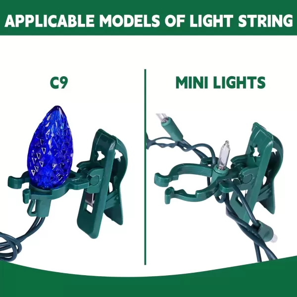 imageDazzle Bright 50 Pack C7 C9 Lights Spring Clips  50 LED Green C9 Christmas String Lights