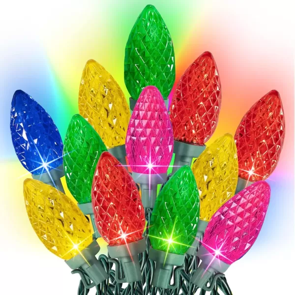 imageDazzle Bright 50 Pack C7 C9 Lights Spring Clips  50 LED MultiColored C9 Christmas String Lights