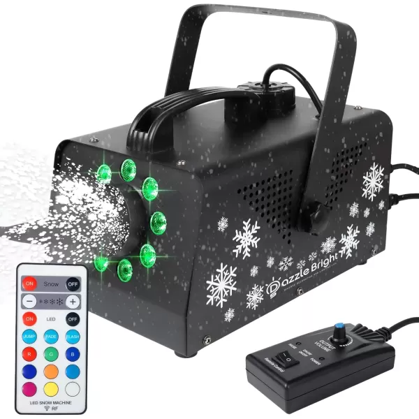 imageDazzle Bright 900W Snow Maker Machine Snowflake Making High Output Fake Snow Machine Remote Control Snowmaker for Outdoor Stage Christmas Parties Indoor