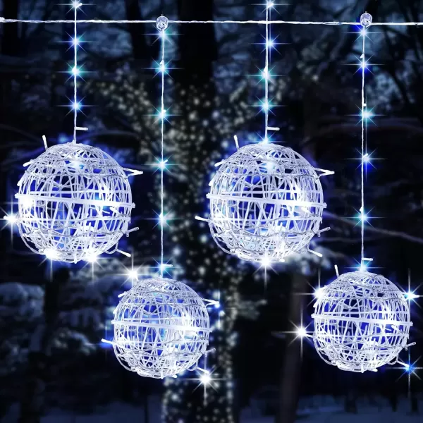 imageDazzle Bright Outdoor Balls Lights Hanging Tree Garden Lights 160 LED Sphere Lights Garden Globe Lights for Party Wedding Yard Garden Porch Patio Christmas Holiday Decoration WhiteWhite