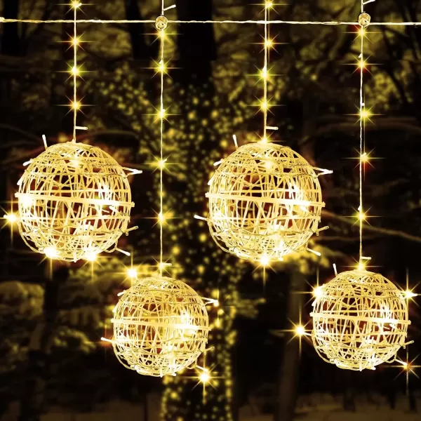 imageDazzle Bright Outdoor Balls Lights Hanging Tree Garden Lights 160 LED Sphere Lights Garden Globe Lights for Party Wedding Yard Garden Porch Patio Christmas Holiday Decoration WhiteWarm White