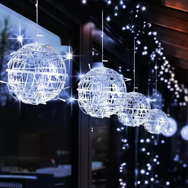 imageDazzle Bright Outdoor Balls Lights Hanging Tree Garden Lights 160 LED Sphere Lights Garden Globe Lights for Party Wedding Yard Garden Porch Patio Christmas Holiday Decoration WhiteWhite