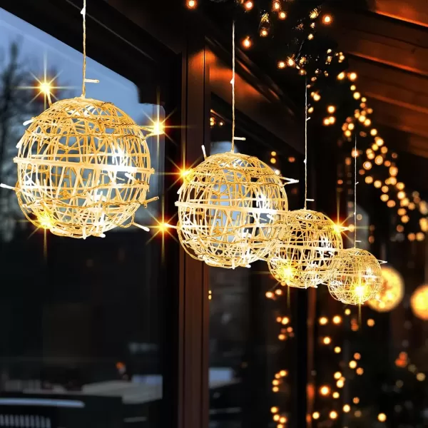 imageDazzle Bright Outdoor Balls Lights Hanging Tree Garden Lights 160 LED Sphere Lights Garden Globe Lights for Party Wedding Yard Garden Porch Patio Christmas Holiday Decoration WhiteWarm White