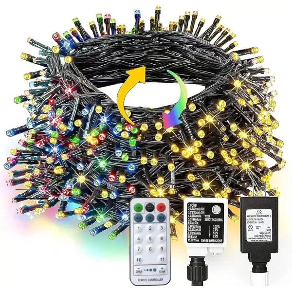imageDazzle Bright Smart Christmas String Lights 98FT 300 LED RGB Color Changing String Lights with Remote ampamp App Controlled Christmas Decorations for Indoor Outdoor Holiday Xmas Tree Party DecorWarm White  Multicolored