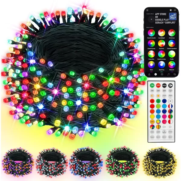imageDazzle Bright Smart Christmas String Lights 98FT 300 LED RGB Color Changing String Lights with Remote ampamp App Controlled Christmas Decorations for Indoor Outdoor Holiday Xmas Tree Party DecorRGB Red  Green  Blue