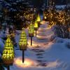 imageDazzle Bright 2 Pack Solar Powered Fairy Garden Green Christmas Tree Pathway Lights Resin Walkway Lights Decorative Stakes Christmas Tree Figure Statue Decorations for Lawn Pathway Xmas Yard GiftsGreen