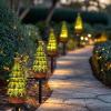 imageDazzle Bright 2 Pack Solar Powered Fairy Garden Green Christmas Tree Pathway Lights Resin Walkway Lights Decorative Stakes Christmas Tree Figure Statue Decorations for Lawn Pathway Xmas Yard GiftsGreen