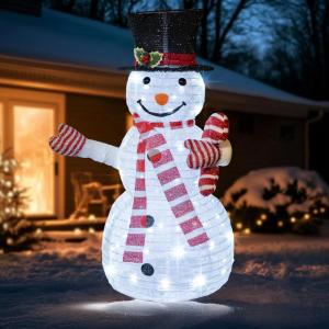 imageDazzle Bright Christmas Snowman Decorations 35 FT PreLit 70 LED PopUp Snowman Collapsible Lighted Snowman with Metal Stand for Indoor Outdoor Garden Yard Home Party Xmas Decor