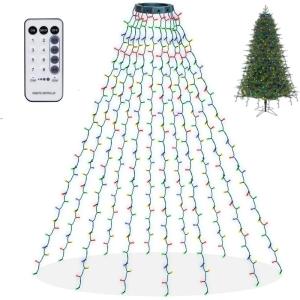 imageDazzle Bright Christmas Tree Lights 448 LED Waterfall Tree Topper Lights with Remote ampamp 8 Lighting Modes 82FT X 16 Lines Christmas Lights for Indoor Outdoor Yard Party Xmas Decoration WhiteMulticolor