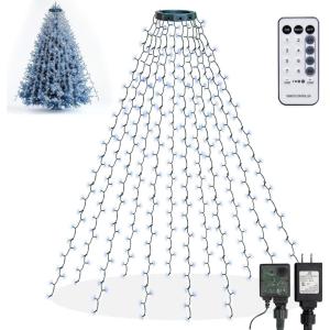 imageDazzle Bright Christmas Tree Lights 448 LED Waterfall Tree Topper Lights with Remote ampamp 8 Lighting Modes 82FT X 16 Lines Christmas Lights for Indoor Outdoor Yard Party Xmas Decoration WhiteWhite