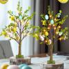 imageDazzle Bright 2 Pack Easter Lighted Tree Decoration 26 Inch 24 LED Battery Operated Prelit Egg Tree with Timer Easter Artificial Tree for Indoor Spring Party Home Tabletop Easter Decor