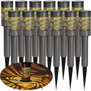 imageDazzle Bright Solar Pathway Lights Outdoor 12 Pack LED Warm White Waterproof Solar Powered Landscape Lights for Walkway Driveway Lawn Patio Yard Garden