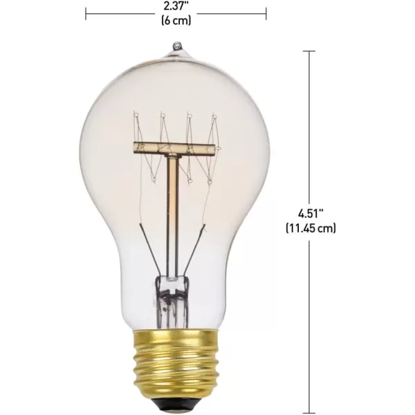 Globe Electric 01325 60W Vintage Edison A19 Quad Loop Incandescent Filament Light Bulb E26 Base 245 Lumens Soft WhiteSoft White