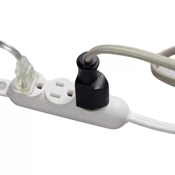 Globe Electric 12ft Light Duty 3Outlet Indoor Extension Cord Grounded Outlets Right Angle Plug White Hanging Hook Designer Fabric Cord 163 SPT3 13AMP White