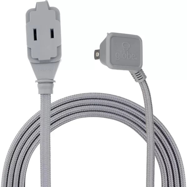 Globe Electric 22814 Designer Series 9ft Fabric Extension Cord 3 Polarized Outlets Right Angle Plug 125 Volts Pale PinkMetallic Gray