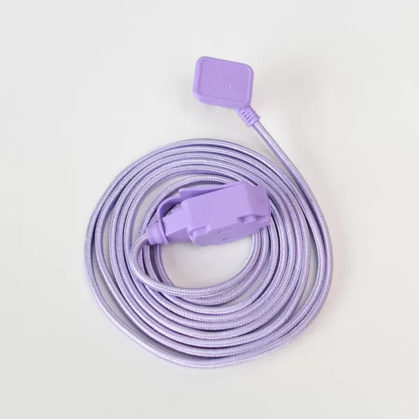 Globe Electric 22814 Designer Series 9ft Fabric Extension Cord 3 Polarized Outlets Right Angle Plug 125 Volts Pale PinkMetallic Purple