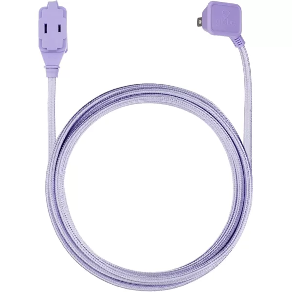 Globe Electric 22814 Designer Series 9ft Fabric Extension Cord 3 Polarized Outlets Right Angle Plug 125 Volts Pale PinkMetallic Purple