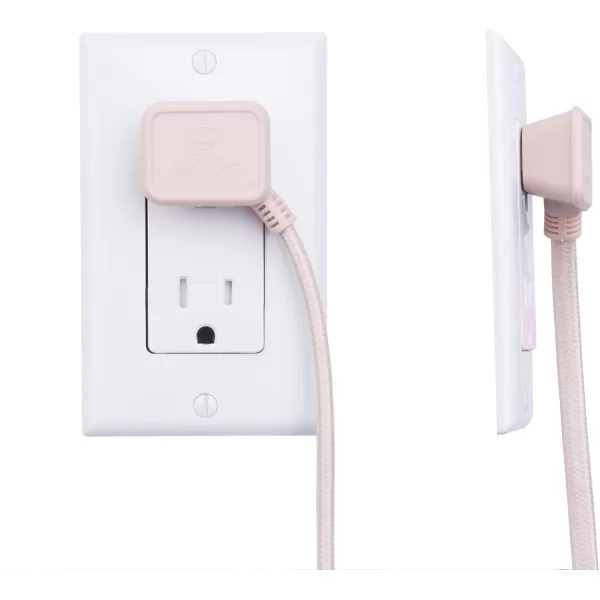 Globe Electric 22814 Designer Series 9ft Fabric Extension Cord 3 Polarized Outlets Right Angle Plug 125 Volts Pale PinkPale Pink