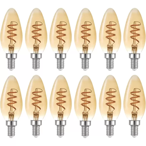 Globe Electric 40W Equivalent Soft White 2000K Edison Candelabra Amber Glass Dimmable LED Light Bulb 31355 1Pack B10 VintageB10 Vintage