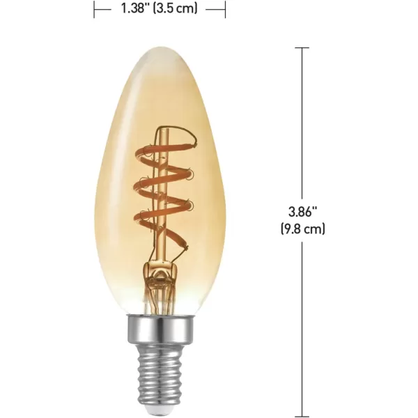 Globe Electric 40W Equivalent Soft White 2000K Edison Candelabra Amber Glass Dimmable LED Light Bulb 31355 1Pack B10 VintageB10 Vintage