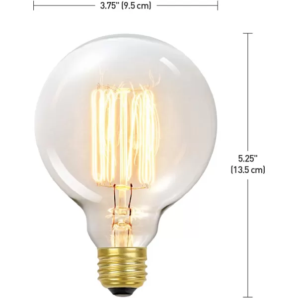 Globe Electric 60W Vintage Edison G30 Vanity Tungsten Incandescent Filament Light Bulb E26 Standard Base 245 Lumens1 Count Pack of 1