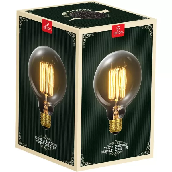 Globe Electric 60W Vintage Edison G30 Vanity Tungsten Incandescent Filament Light Bulb E26 Standard Base 245 Lumens1 Count Pack of 1