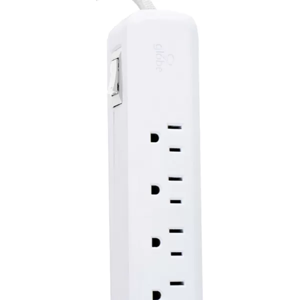 Globe Electric 78252 Designer Series 6ft 3Outlet USB Surge Protector Power Strip 2x USB Ports Surge Protector Gray FinishWhite