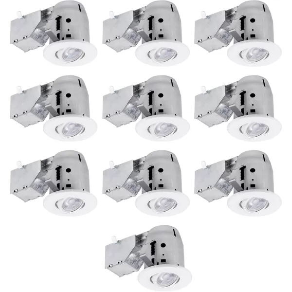 Globe Electric 90718 3quot LED IC Rated Swivel Round Trim Recessed Lighting Kit 4Pack White Finish Easy Install PushNClick Clips Bulbs Included 325quot Hole Size 400 Lumen4 White Round Swivel