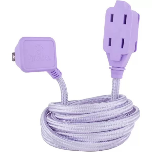 Globe Electric 22814 Designer Series 9ft Fabric Extension Cord 3 Polarized Outlets Right Angle Plug 125 Volts Pale PinkMetallic Purple