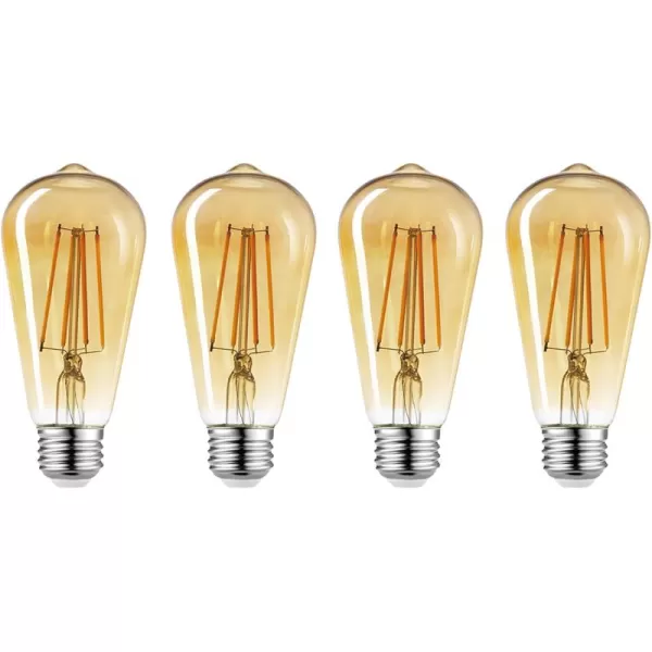 Globe Electric 34838 60W Equivalent Soft White 2150K Vintage Edison ST19 Dimmable LED Light Bulb 4Pack E26 Base 450 Lumens Amber Glass 4 Count Pack of 1 4 Piece4 Count Pack of 1