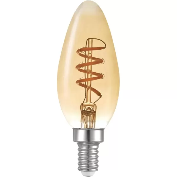 Globe Electric 40W Equivalent Soft White 2000K Edison Candelabra Amber Glass Dimmable LED Light Bulb 31355 1Pack B10 VintageB10 Vintage