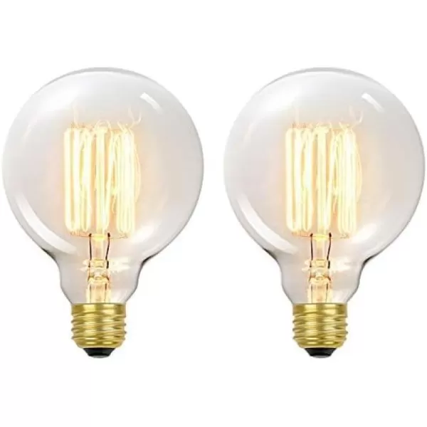 Globe Electric 60W Vintage Edison G30 Vanity Tungsten Incandescent Filament Light Bulb E26 Standard Base 245 Lumens1 Count Pack of 2