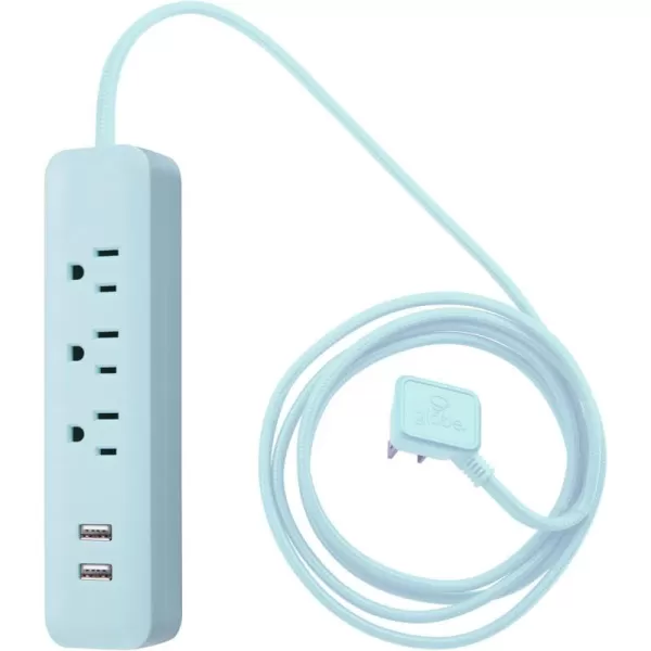 Globe Electric 78252 Designer Series 6ft 3Outlet USB Surge Protector Power Strip 2x USB Ports Surge Protector Gray FinishMint