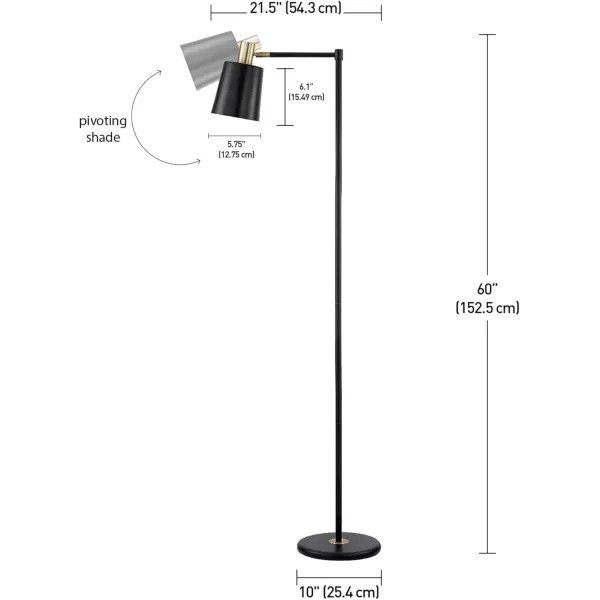 Globe Electric 12916 Lex 60quot Floor Lamp Black Satin Finish Gold AccentsBlack